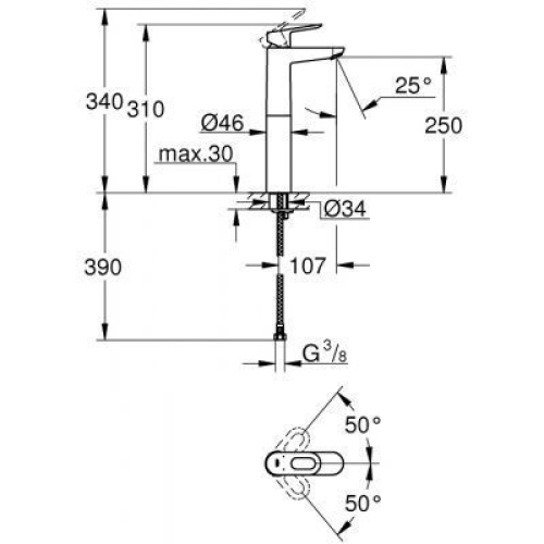 Змішувач для раковини Grohe BAULOOP 23764000 XL-Size