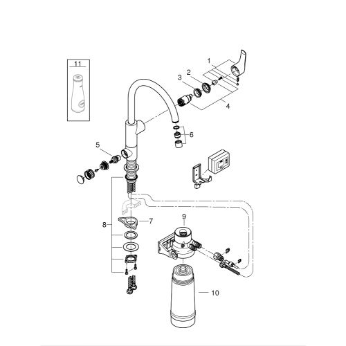 Змішувач кухонний із фільтром Grohe Blue Pure Eurosmart 30383000