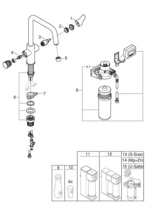 Смеситель кухонный с фильтром Grohe Blue Pure Start 30596000