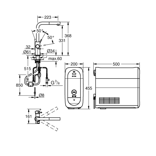 Смеситель кухонный Grohe GROHE Blue Home, 31539000 с функцией очистки водопроводной воды