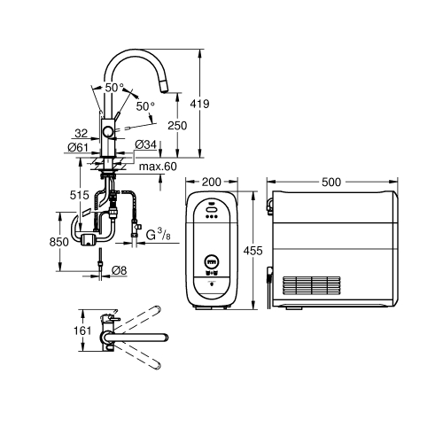 Змішувач кухонний Grohe GROHE Blue Home 31541000 з функцією очищення водопровідної води