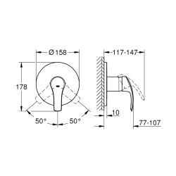 Смеситель однорычажный на 1 выход для душа Grohe Eurosmart, 24042002