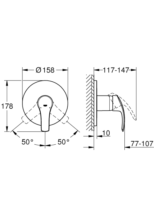 Смеситель однорычажный на 1 выход для душа Grohe Eurosmart, 24042002