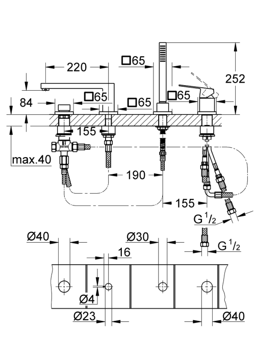 Змішувач на борт ванни GROHE EUROCUBE 19897001