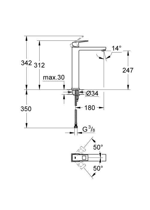 Змішувач для раковини Grohe EuroCube 23406000 XL-Size