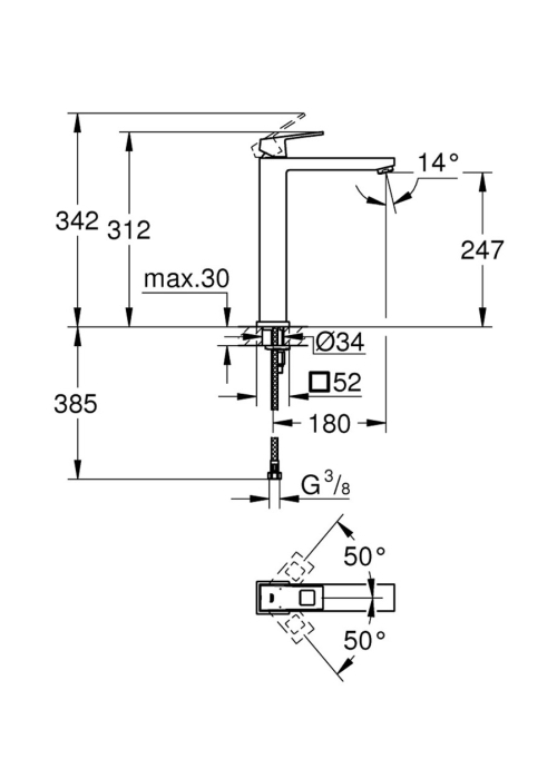 Смеситель для раковины Grohe EuroCube 23406AL0 XL-Size