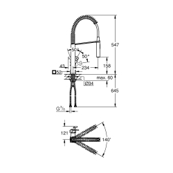 Змішувач для миття Grohe Eurocube 31395000, з виливом на пружині