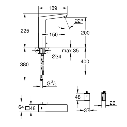 Інфрачервоний змішувач для раковини Grohe Eurocube E 36441000