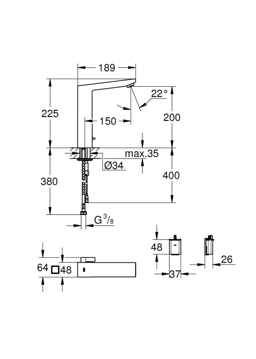 Інфрачервоний змішувач для раковини Grohe Eurocube E 36441000