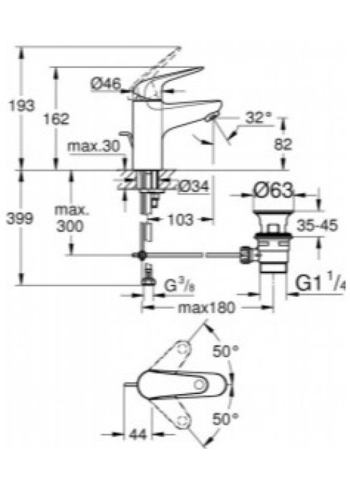 Змішувач для раковини Grohe EuroEco New 23262001