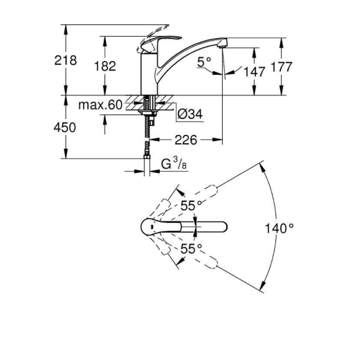 Змішувач для миття Grohe EUROSMART 33281002