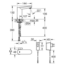 Змішувач одноважільний для раковини GROHE Eurosmart Cosmopolitan E, 36325001