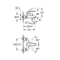 Смеситель для ванны Grohe Eurosmart, 33300002