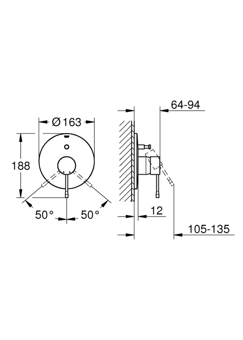 Смеситель однорычажный для ванны/душа , DN 15 Grohe Essence New  19285001