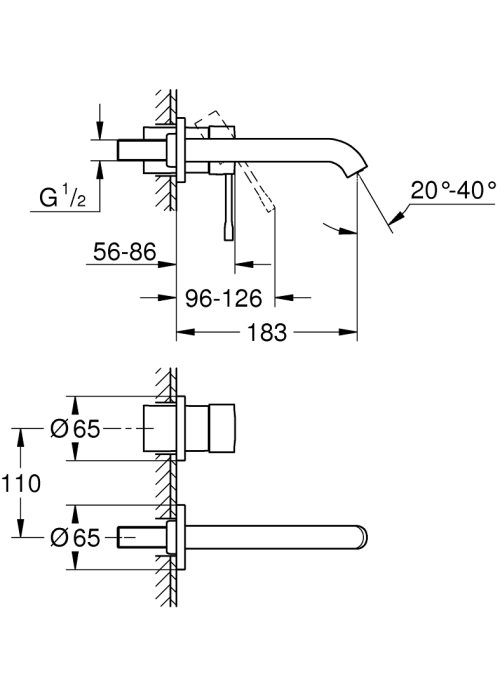 Змішувач для раковини на два отвори Grohe ESSENCE NEW М-Size, 19408AL1