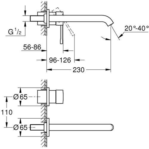 Змішувач для раковини на два отвори Grohe ESSENCE NEW L-Size, 19967AL1