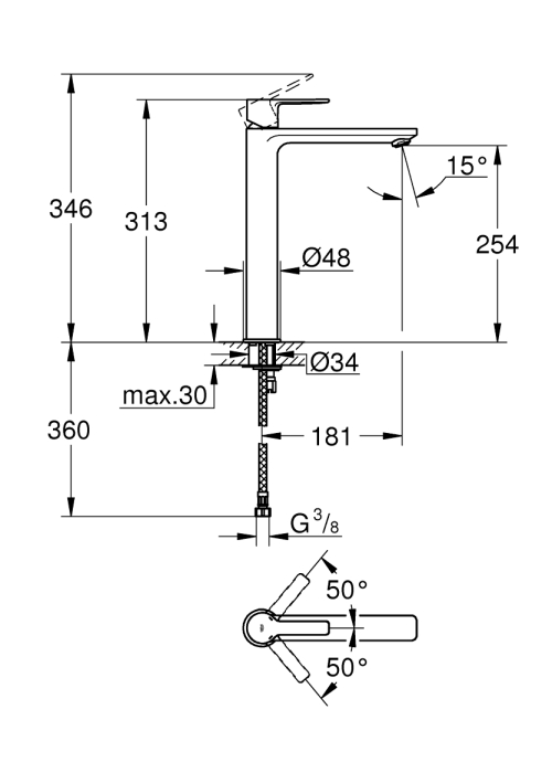 Змішувач для раковини Grohe Lineare 23405001U SHOWROOM