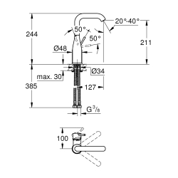 Змішувач для раковини GROHE Essence New 23541001 L-Size