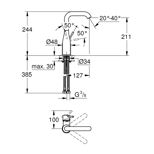 Змішувач для раковини GROHE Essence New 23541001 L-Size