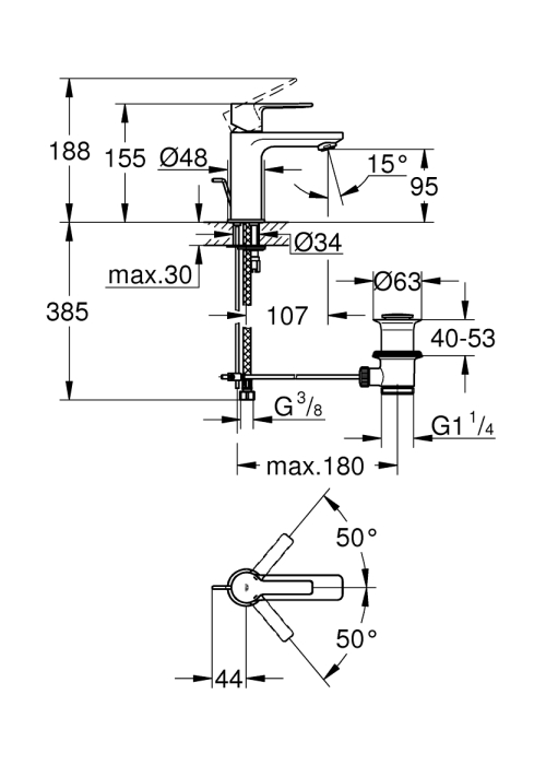 Смеситель для раковины Grohe Lineare 32109001 XS-Size