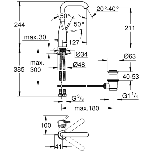 Змішувач для раковини Grohe ESSENCE NEW L-Size, 32628AL1