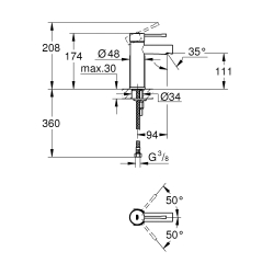 Смеситель для раковины Grohe ESSENCE NEW S-Size, 34294001