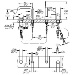 Смеситель однорычажный для ванны на 4 отверстия Grohe ESSENCE NEW, 19578001