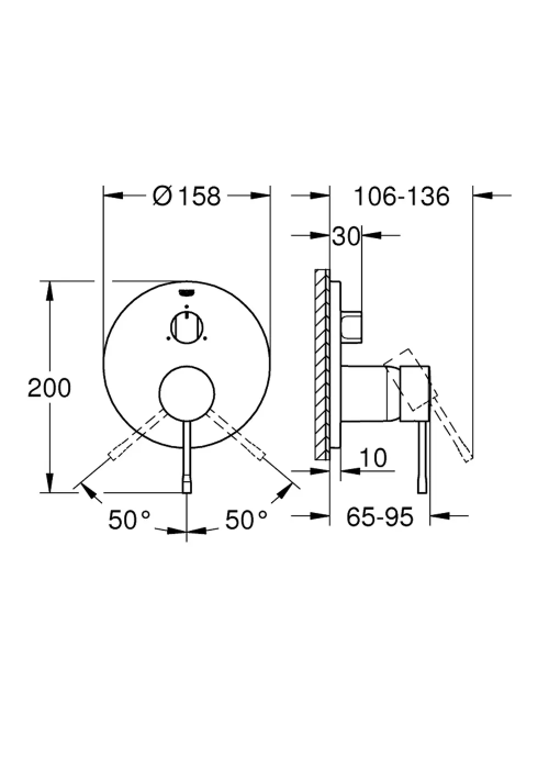 Змішувач прихованого монтажу для ванни/душу Grohe Essence 24092AL1 ​​на 3 виходи, графіт