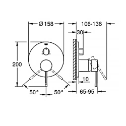 Змішувач прихованого монтажу для ванни/душу Grohe Essence 24092DC1 на 3 положення, суперсталь