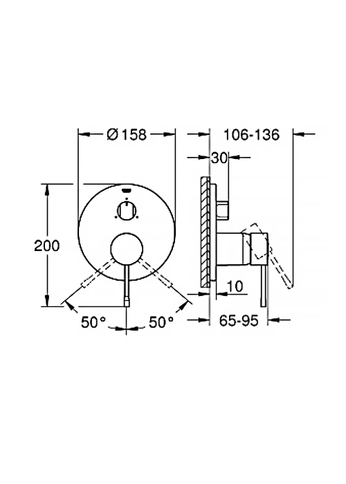 Змішувач прихованого монтажу для ванни/душу Grohe Essence 24092DC1 на 3 положення, суперсталь