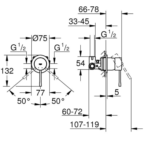 Смеситель скрытого монтажа для душа Grohe Essence 29197DL0 Бронза матовая