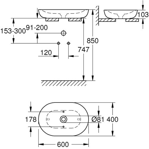 Раковина на стільницю Grohe Essence 3960800H