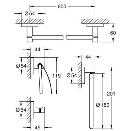 Набір аксесуарів Grohe Essentials 4в1, 40776001