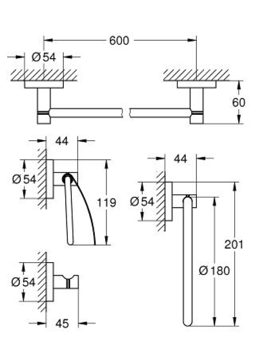 Набір аксесуарів Grohe Essentials 4в1, 40776001