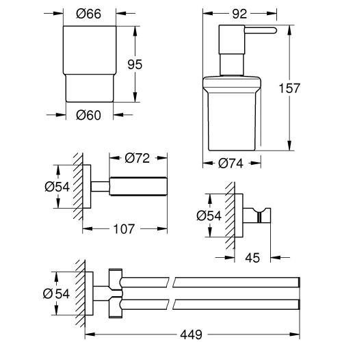 Набір аксесуарів Grohe Essentials 4 в 1, 40846001