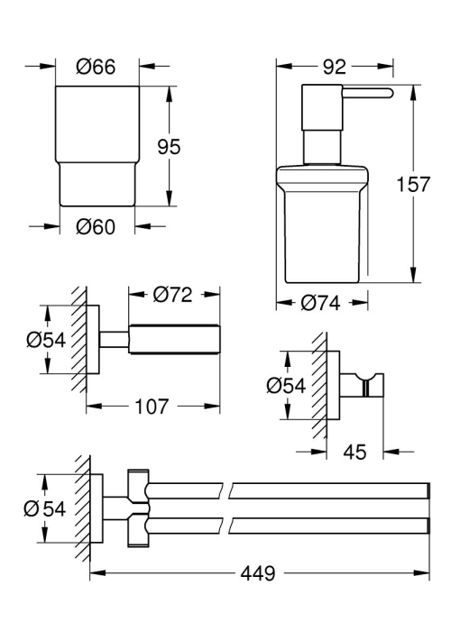 Набір аксесуарів Grohe Essentials 4 в 1, 40846001