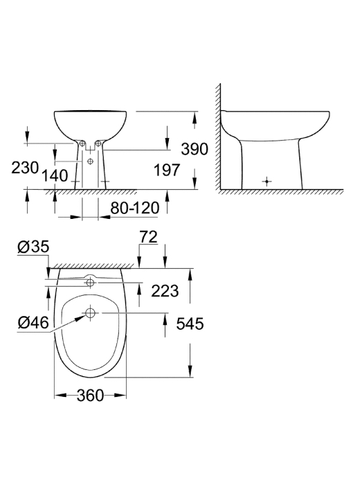 Біде для підлоги Grohe Bau Ceramic 39432000