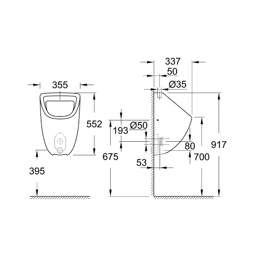 Пісуар Grohe Bau Ceramic 39439000 (впуск зверху)