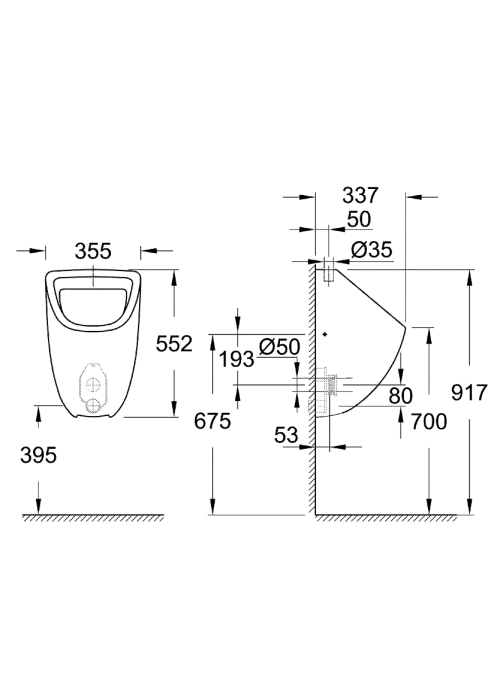 Пісуар Grohe Bau Ceramic 39439000 (впуск зверху)