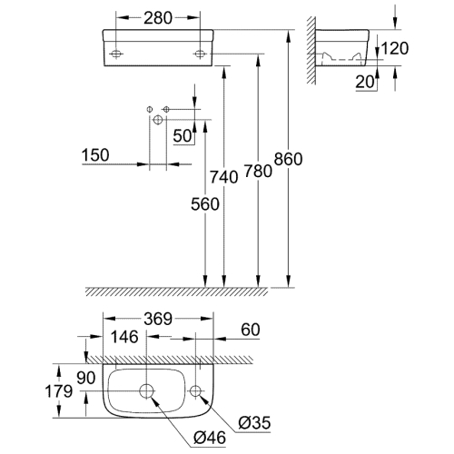 Умивальник компактний Grohe Euro Ceramic 39327000