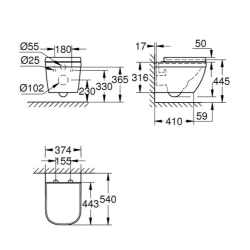 Унитаз подвесной GROHE Euro Ceramic 39328000 безободковый альпин-белый с сиденьем 39330001 Soft Close