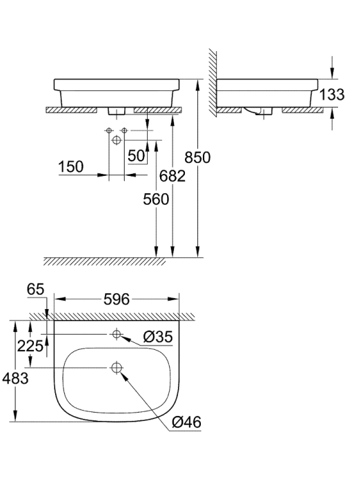 Раковина накладна Grohe Euro Ceramic 39337000