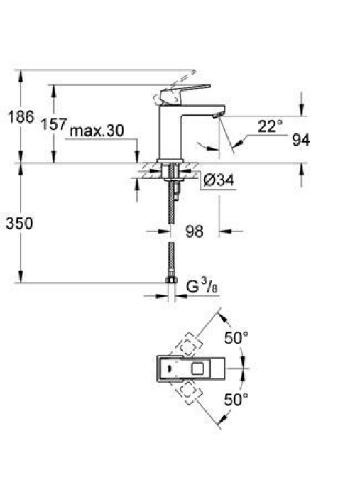 Змішувач для раковини Grohe EUROCUBE 23446000 M-Size