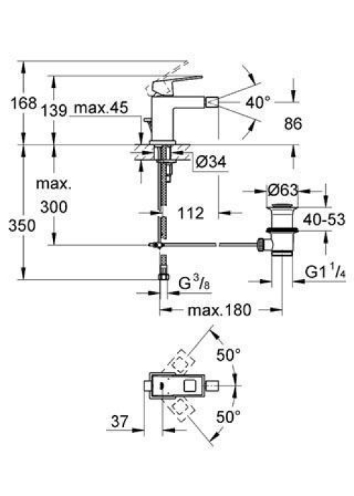 Смеситель для биде Grohe EUROCUBE 23138000 S-Size