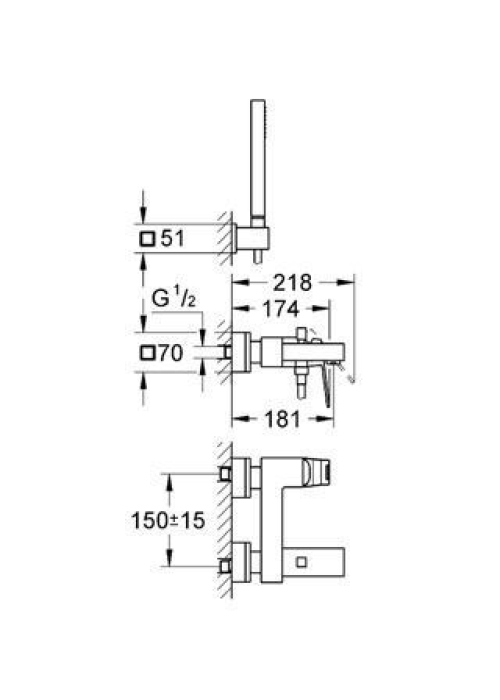 Смеситель для ванны Grohe EUROCUBE 23141000