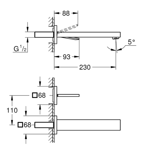 Настінний змішувач Grohe Eurocube Joy 19998000 L-Size