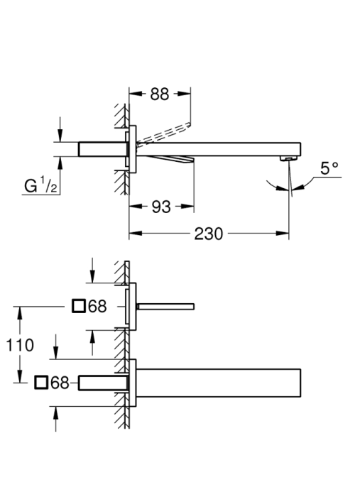 Настінний змішувач Grohe Eurocube Joy 19998000 L-Size