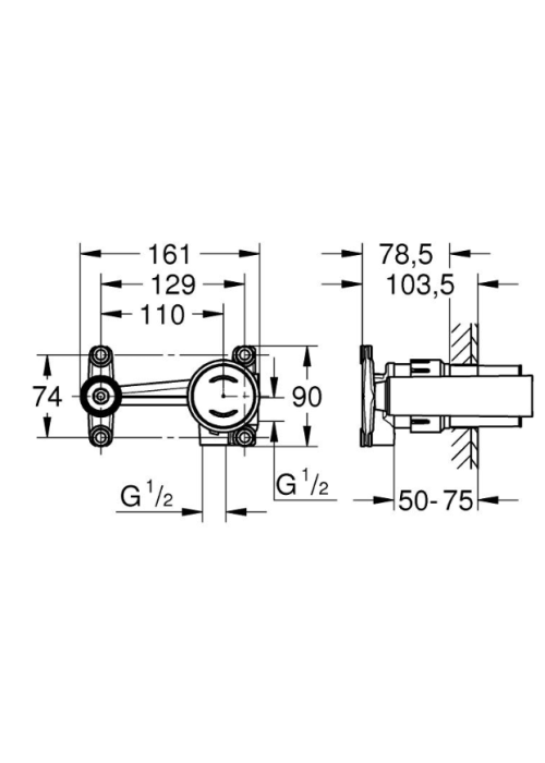 Прихована частина змішувача на 2 отвори Grohe Eurocube Joy 23429000