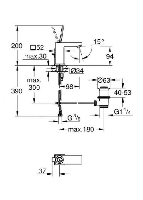 Смеситель для раковины Grohe Eurocube Joy 23654000 S-Size