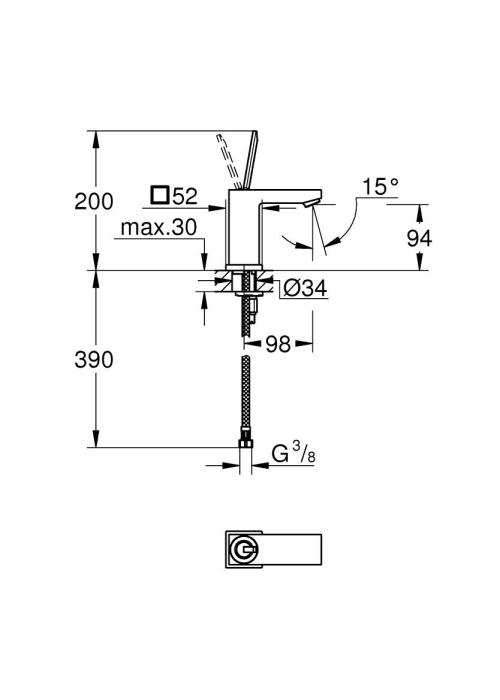 Змішувач для раковини Grohe Eurocube Joy 23656000 S-Size